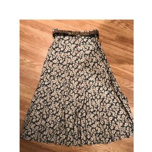 Vintage Floral Skirt and The Limited Leopard Belt